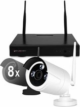 Wifiset draadloze WiFi Camerabewaking set - met 8 Bullet Camera's voor Buiten - 3MP - Wit