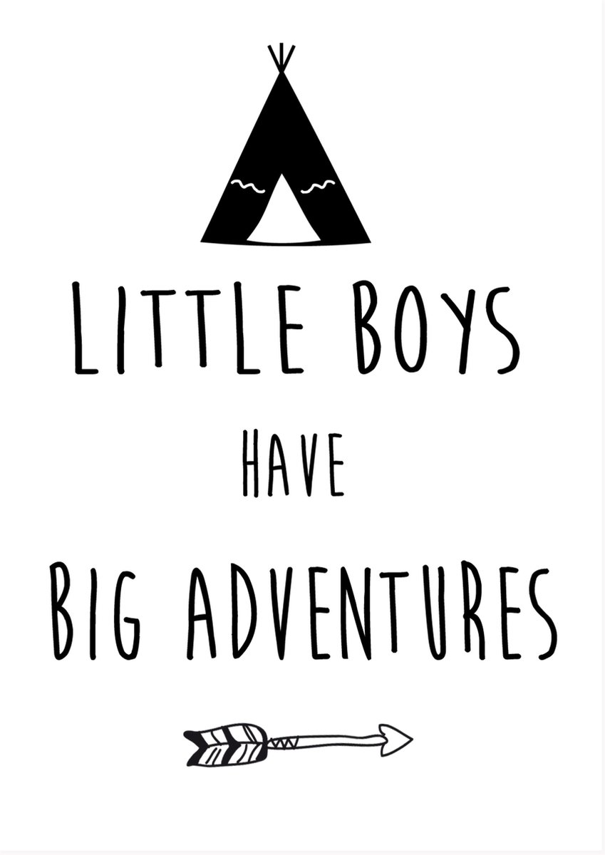 poster babykamer of kinderkamer - Poster met de tekst 'little boys have big  adventures' | bol.com