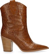 Black label - Dames - Cognac leren cowboylaarzen - Maat 39