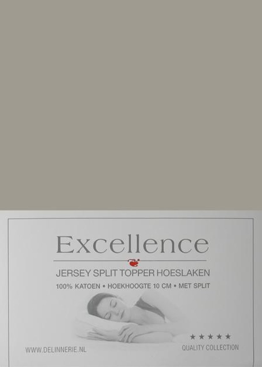Excellence Jersey Split Topper Hoeslaken - Tweepersoons - 160x200/210 cm - Taupe