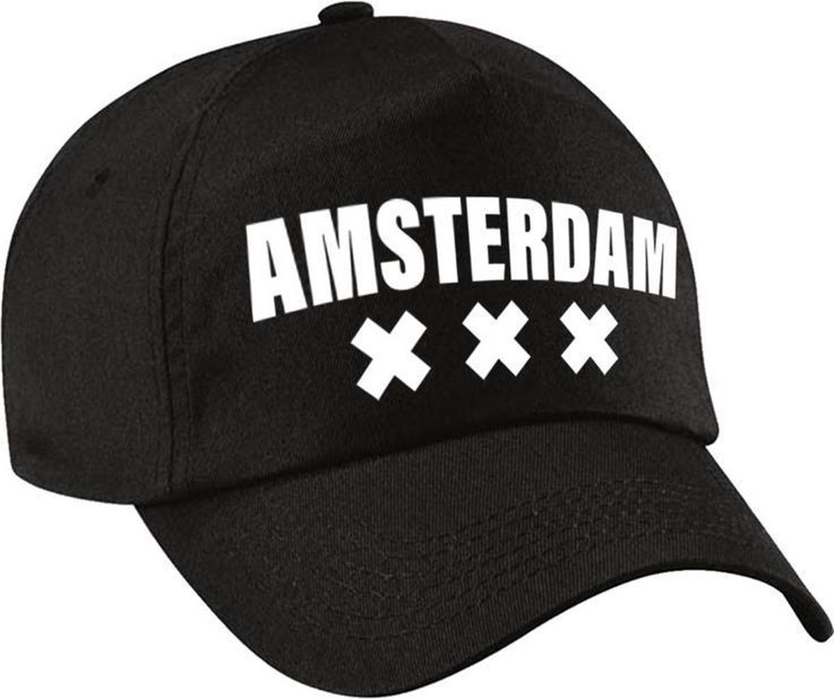 Amsterdam cap/pet zwart voor dames en heren - Amsterdam steden baseball cap  | bol.com