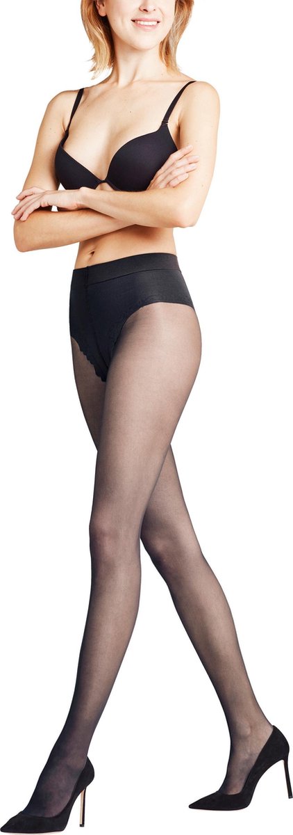 FALKE Shaping Top met vormgevend effect materiaal transparant 20 DEN panty dames zwart - maat S