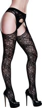 Baci - Crotchless Lace Suspender Hose Queen Size