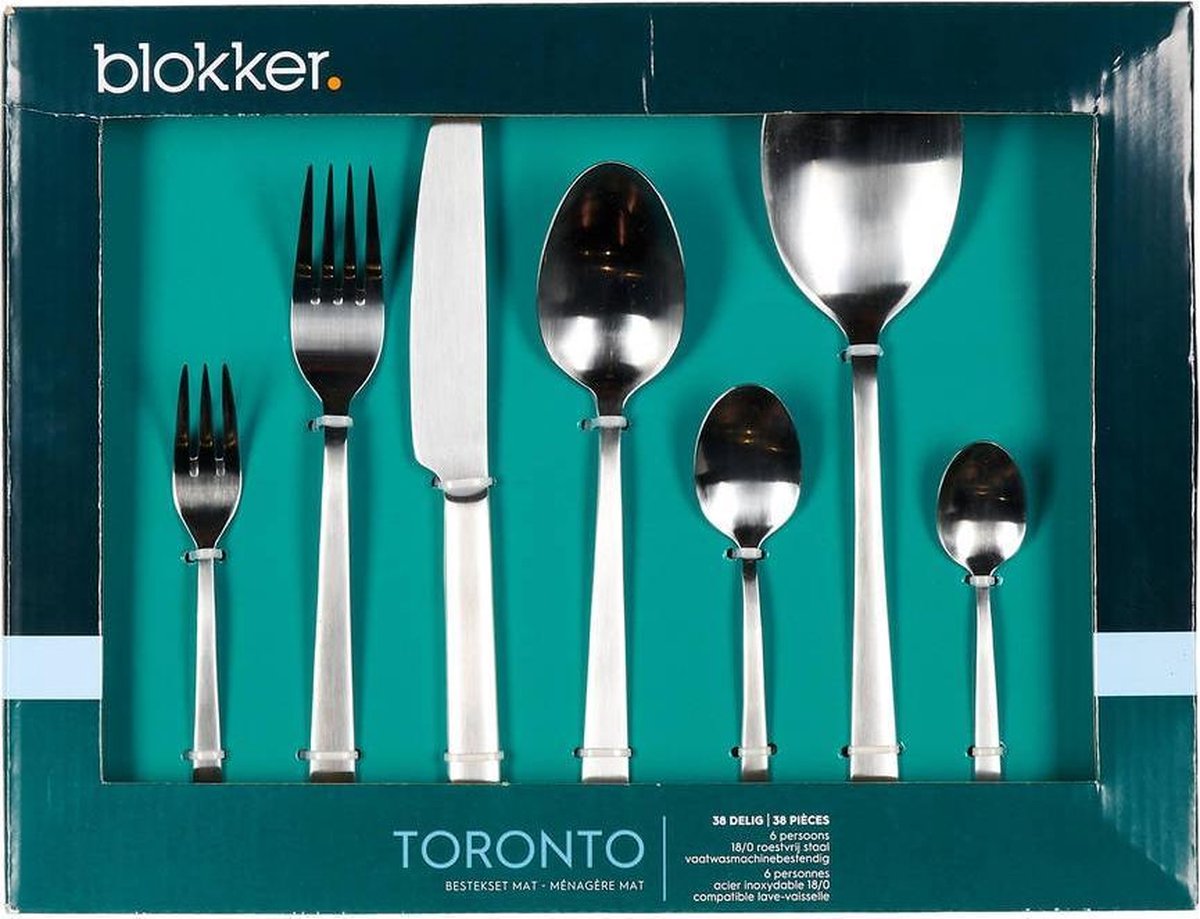 rijk Gewend Proberen Blokker Toronto Bestekset - 38-delig - 6 persoons - Zilverkleurig - Mat |  bol.com