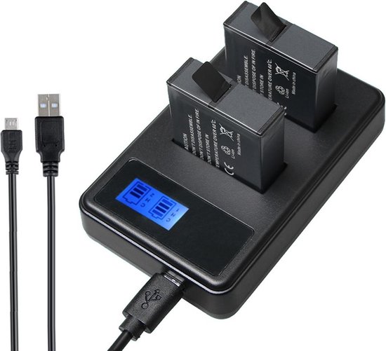 pion Triviaal geluid Dubbele Batterij Oplader met LCD Display voor GoPro Hero 7 / 6 / 5  (AHDBT-501 Batterij... | bol.com