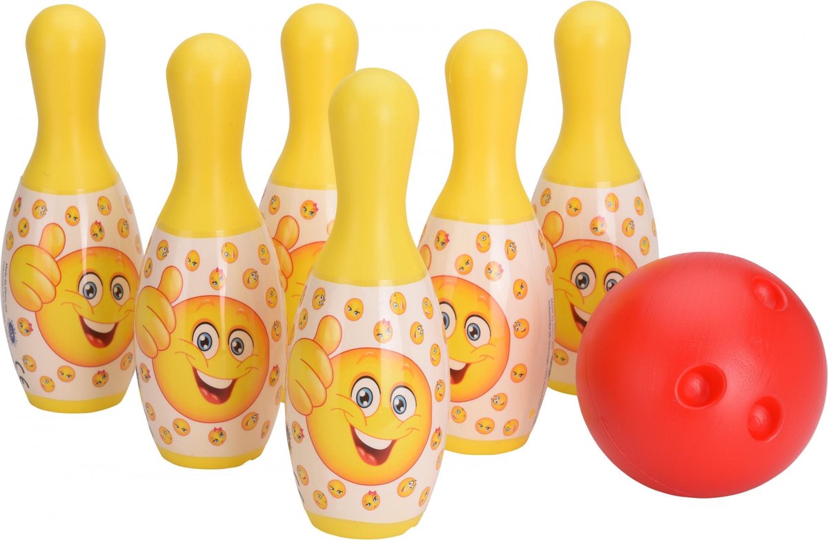Free And Easy Bowlingset Funny Faces 7-delig Multicolor