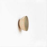 Ø 5cm - Ronde Beukenhouten & Goudkleurige Messing Kapstok / Jashaak /Knop