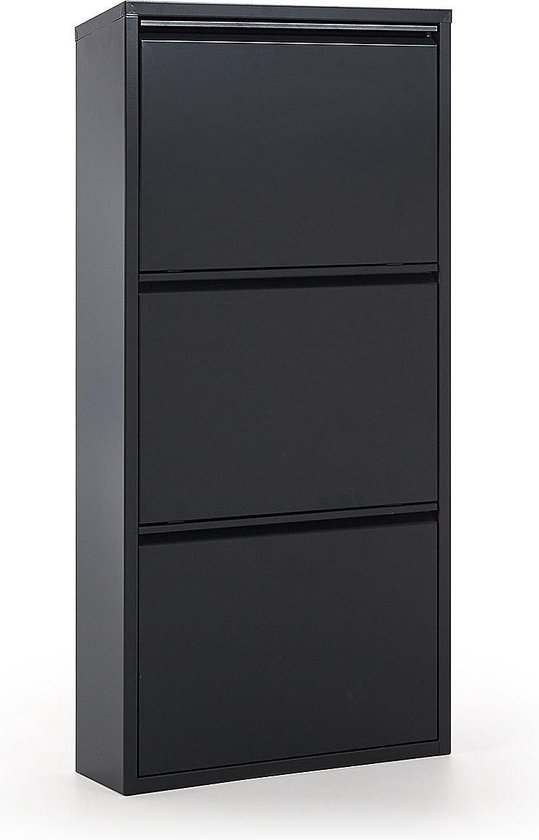 Kave Home - Ode schoenenkast 50 x 103 cm, 3 deuren, zwart