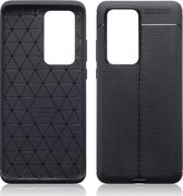 Huawei P40 Pro hoesje - Gel case lederlook - Zwart - GSM Hoesje - Telefoonhoesje Geschikt Voor: Huawei P40 Pro