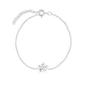 Joy|S - Zilveren ster wit armband kristal 14 cm + 3 cm