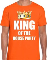 Koningsdag t-shirt King of the house party oranje voor heren - Woningsdag - thuisblijvers / Kingsday thuis vieren S