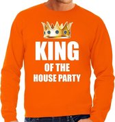 Koningsdag sweater / trui King of the house party oranje voor heren - Woningsdag - thuisblijvers / Kingsday thuis vieren S