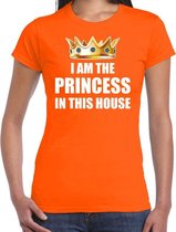 Koningsdag t-shirt Im the princess in this house oranje voor dames - Woningsdag thuisblijvers / Kingsday thuis vieren 2XL