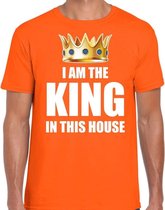 Koningsdag t-shirt Im the king in this house oranje voor heren - Woningsdag - thuisblijvers / Kingsday thuis vieren 2XL