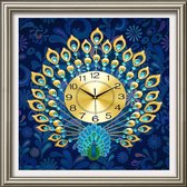 Diamond Painting Klok - Pauw #4 - 60 x 70 cm - Maak de Mooiste Klok Helemaal Zelf