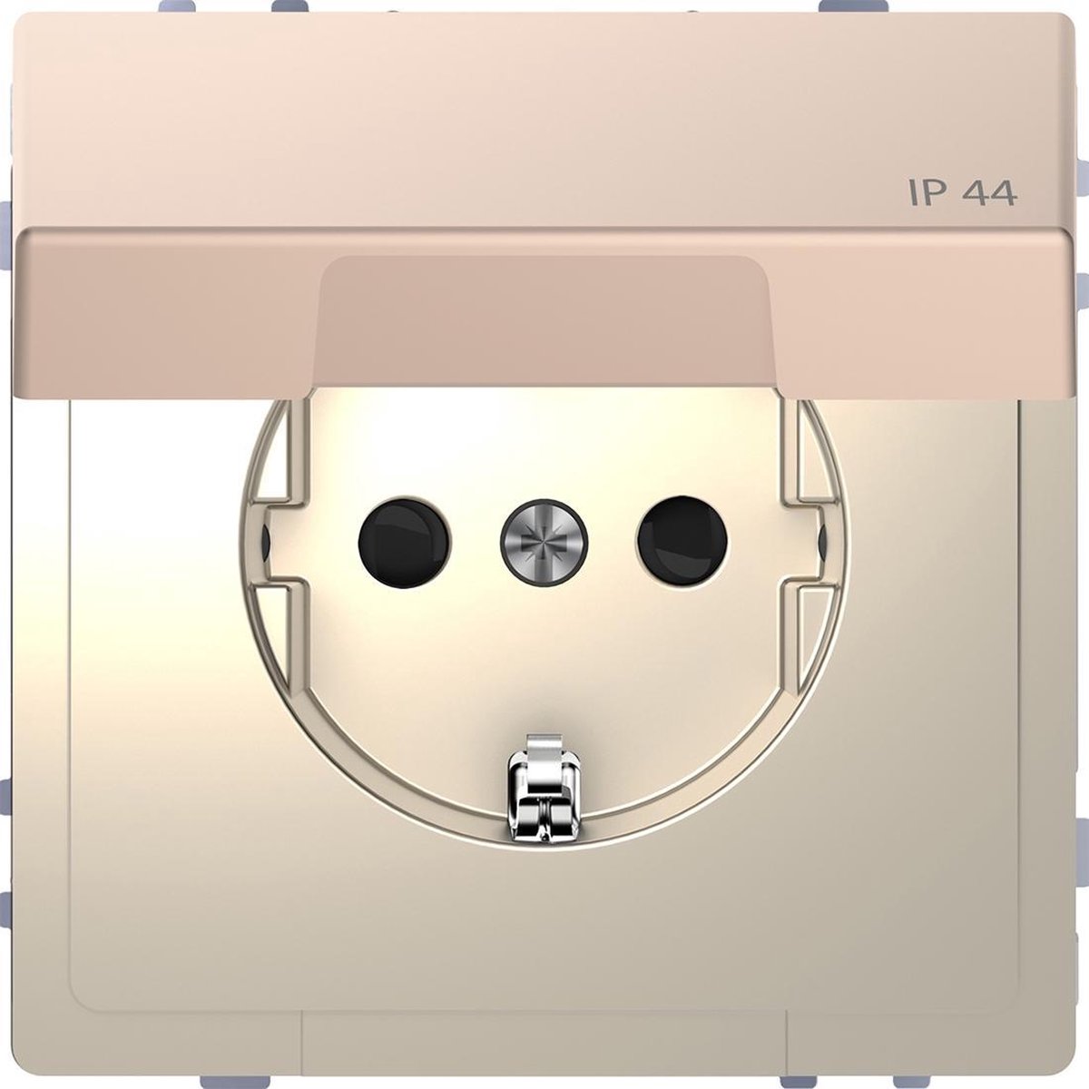 Stopcontact - Inbouw - Randaarde - Beveiliging - Klapdeksel - Champagne Metallic - Systeem Design - Schneider Electric - MTN2314-6051