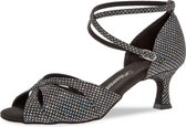 Chaussures de Danse Femme Salsa Latin Diamond 141-077-183 - Noir / Argent Holographique - Talon 5 cm - Taille 39