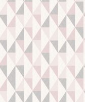 Oslo | Scandinavisch geometrisch | roze, grijs, wit | vliesbehang | bol.com