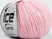 Breiwol licht roze 50grams bollen merino wol, acryl en polyamide