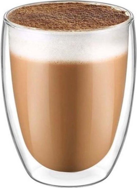 Krumble koffieglas of theeglas - Caffe latte glazen - Dubbelwandige koffieglazen - Cappuccinoglazen - Vaatwasserbestendig - 300 ml - Transparant