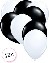 Ballonnen Wit & Zwart 12 stuks 27 cm