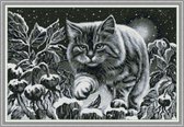 Artstudioclub®  borduurpakketten volwassenen Zwarte kat op besneeuwde nacht 68 × 48cm