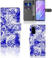 Telefoonhoesje met Naam Geschikt voor Samsung Galaxy S20 Beste Cadeau Angel Skull Blue