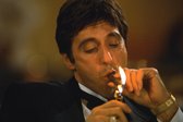 ✅ Scarface • Tony Montana Smoking Cigar Toile 90x60 cm • Impression photo sur toile peinture (décoration murale salon / chambre / cuisine / bureau / bar / restaurant) / peintures sur toile Scarface / affiche