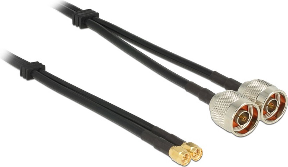 DeLOCK N (m) - SMA (m) Twin kabel - RG58 - 50 Ohm / zwart - 5 meter