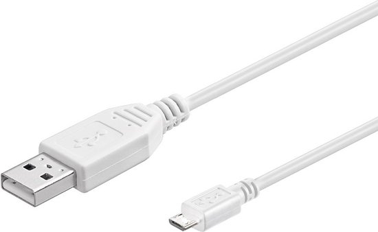 wanhoop versus Metafoor USB Micro B naar USB-A kabel - USB2.0 - tot 1A / wit - 5 meter | bol.com