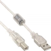 USB naar USB-B kabel - USB2.0 - tot 2A / transparant - 2 meter
