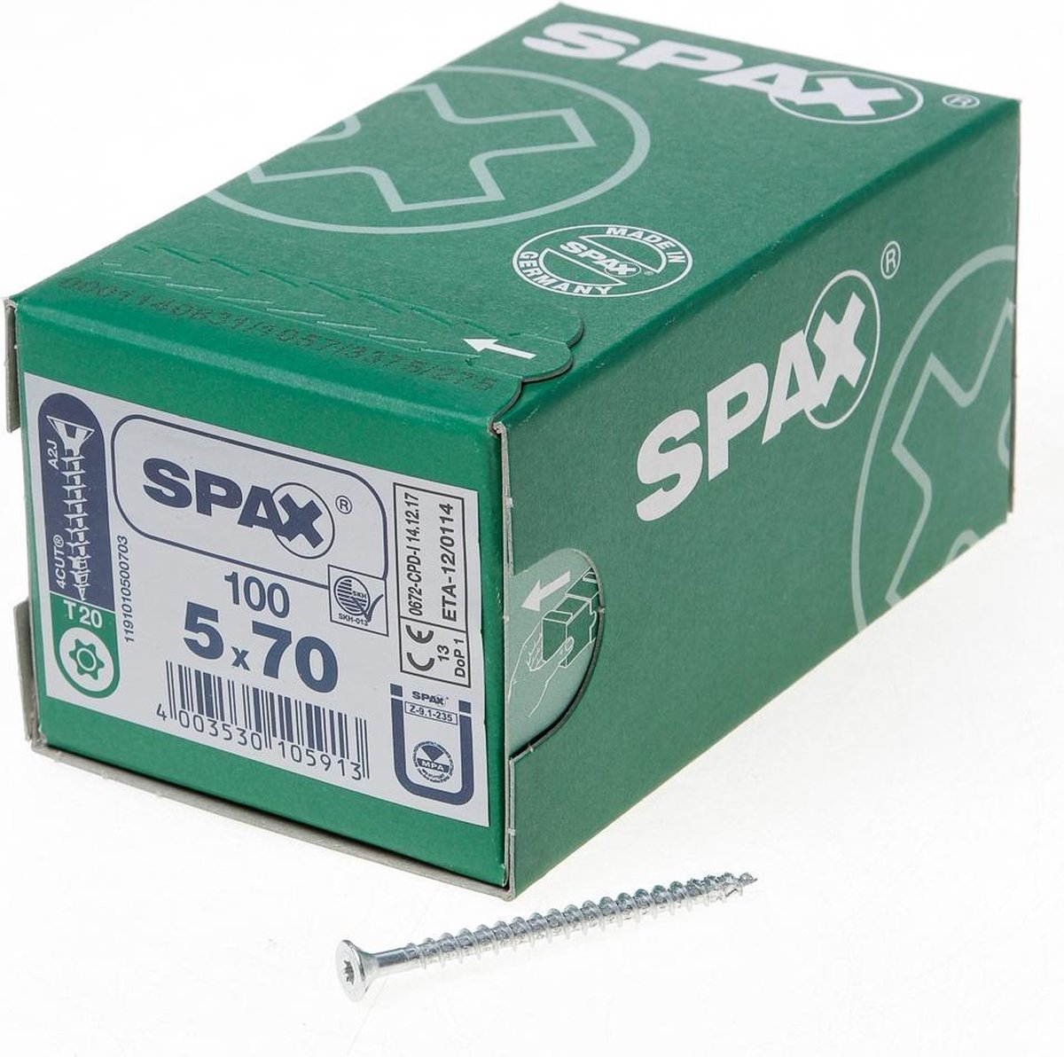 Spax Spaanplaatschroef Verzinkt Torx 5.0 x 70 (100) - 100 stuks - Spax