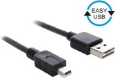 DeLOCK 0.5m, USB2.0-A/USB2.0 Mini-B USB-kabel 0,5 m USB A USB B Zwart