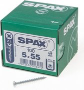 Spax Spaanplaatschroef platverzonken kop verzinkt pozidriv 5.0 x 55mm (Prijs per 100 stuks)