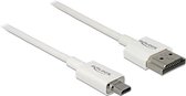Dunne Premium Micro HDMI - HDMI kabel - versie 2.0 (4K 60Hz) / wit - 1 meter