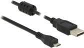 Micro USB naar USB-A kabel met ferriet kern - USB2.0 - tot 2A / zwart - 3 meter