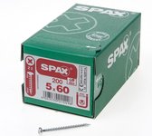 Spax Spaanplaatschroef cilinderkop verzinkt pozidriv 5.0x60mm (per 200 stuks)