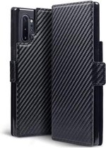 Samsung Galaxy Note 10 Plus hoesje (Note 10+), MobyDefend slim-fit carbonlook bookcase, Zwart | GSM Hoesje / Telefoonhoesje Geschikt Voor: Samsung Galaxy Note 10 Plus (Note 10+)
