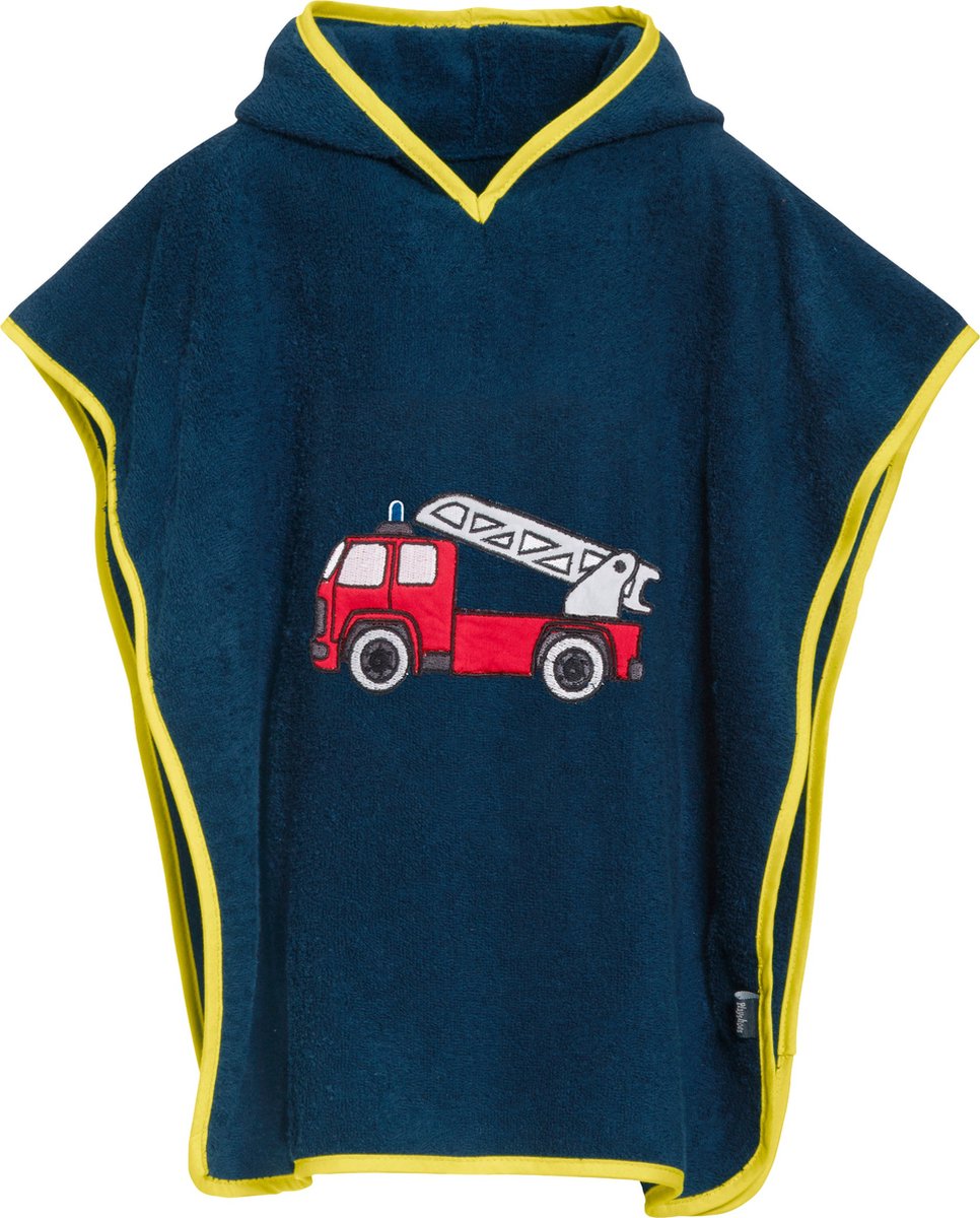 Playshoes - Badcape met capuchon - Brandweerauto - maat S (0-4yrs)