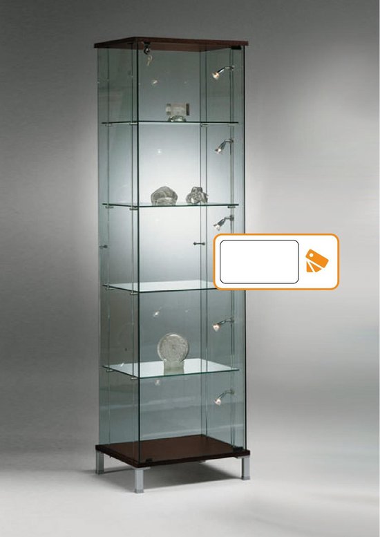 Vitrine Floatline Volglas Cubic 48PVW kleur wit met led plafond verlichting