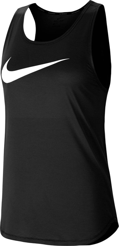 Nike Nk Tank Swsh Run Sporttop Dames - Black/White - Maat S | Bestel nu!