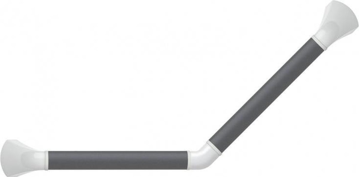Wandbeugel zwart-grijs met afdekkappen in mat wit - 45 graden gehoekt 30 x 30 cm - SecuCare