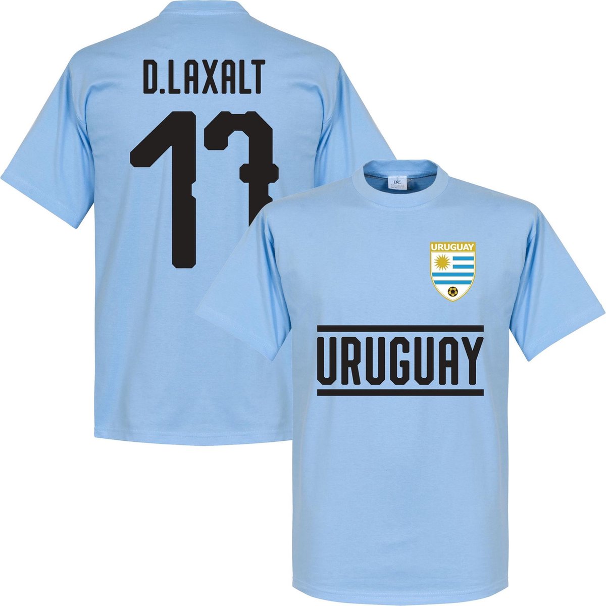 Uruguay D. Laxalt 17 Team T-Shirt - Licht Blauw - M