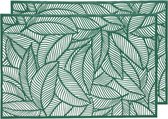 2x Groene bladeren placemats 30 x 45 cm rechthoek - Groen thema tafeldecoraties versieringen