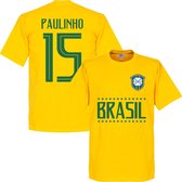 Brazilië Paulinho 15 Team T-Shirt - Geel - XXL