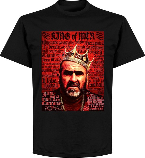 King Cantona Old Skool T-Shirt - Zwart - L