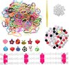 foto van Loombandjes Starterspakket met 600 Mulit kleur Loom Elastiekjes + 12 Hangertjes + kraaltjes + Loom Haaknaald + Loombord
