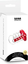 ZENN rode pu lederen cockring met metalen schacht support, 50 mm