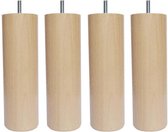 Set cilindrische houten poten � 6,2 cm - H 17 cm - Set van 4