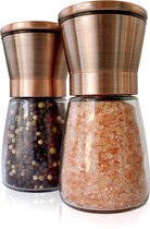 Peper en Zoutmolen set van RVS Stainless steel met gehard glas old vintage